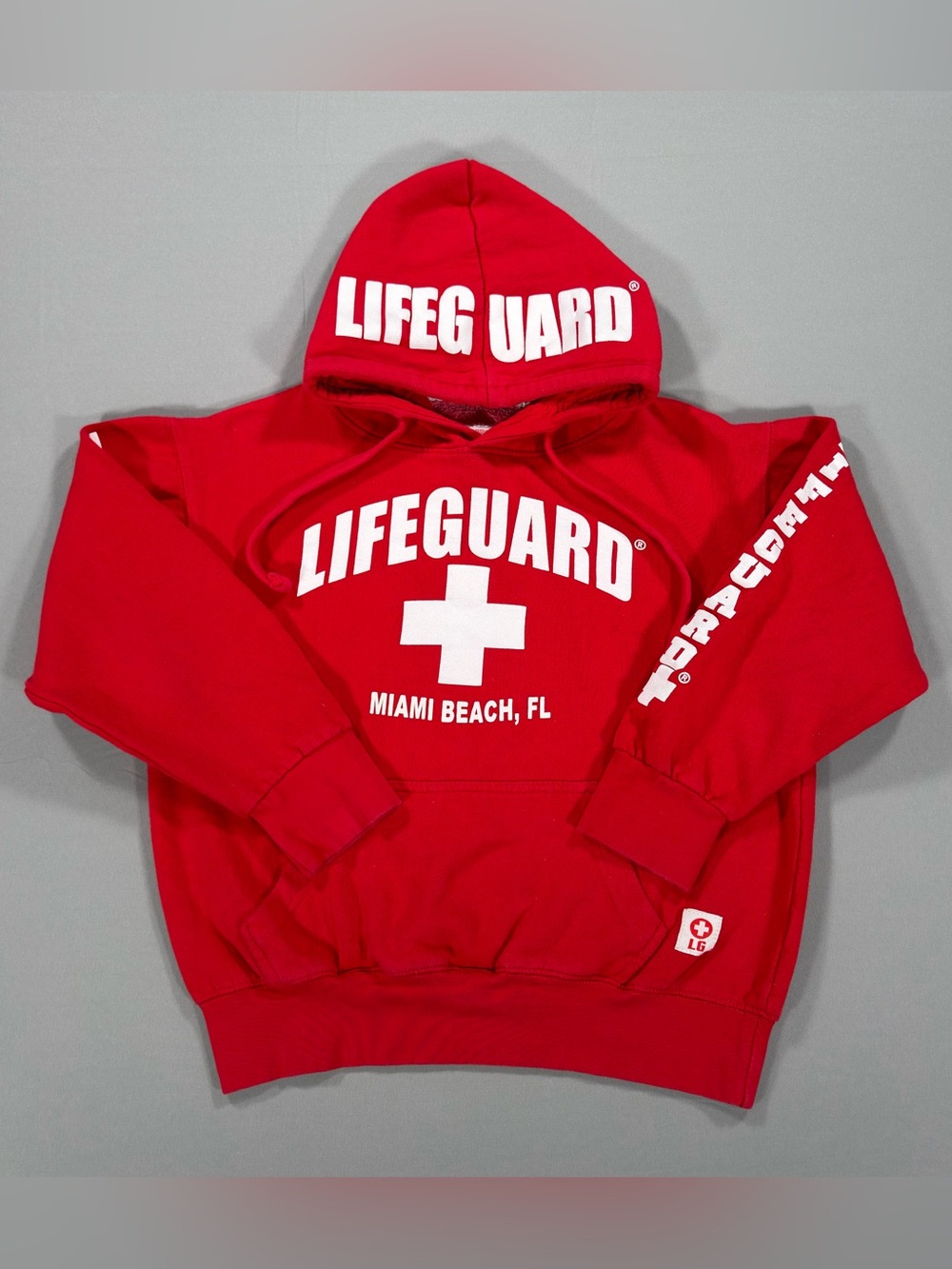 Authentic LIFEGUARD Hoodie Miami Beach FL Red Cropped Sweatshirt S VSCO